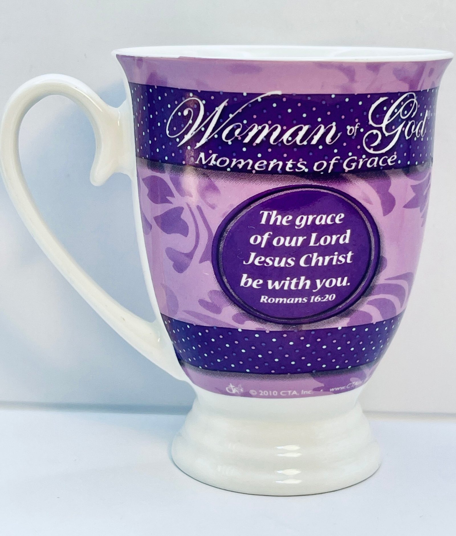 woman of god mug full left side floral pattern and words