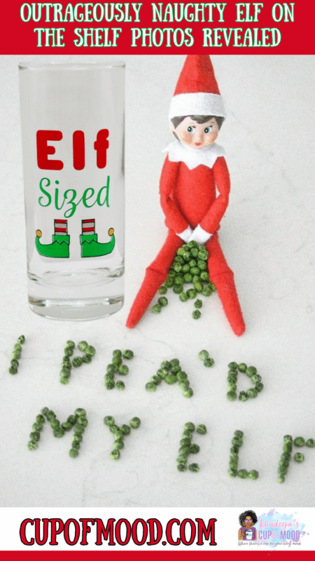 Naughty Elf On The Shelf peeing snow message with Elf-Sized Shot Glass Christmas shot glass.