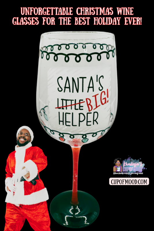Santa’s Big Helper Jumbo Glass is the ultimate wine glass for holiday merrymakers! It’s the perfect #cupofmood and a playful sensation!