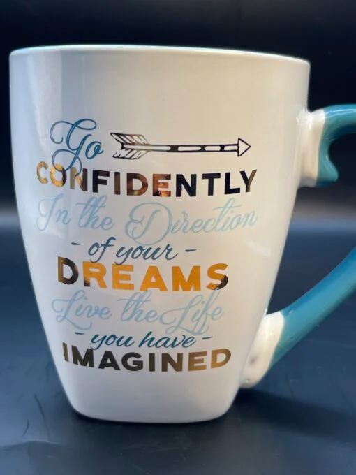 This Go Confidently Mug with the inspirational quote is the perfect #cupofmood to remind you to go confidently in the direction of your dreams.
