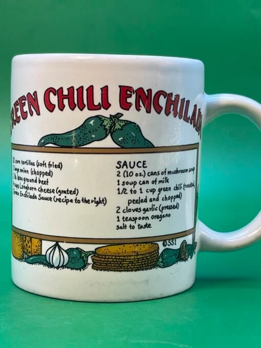 Embark on a culinary journey with our Green Chile Enchilada Recipe Mug.  It’s the perfect #cupofmood that brings a taste of comfort to your kitchen!