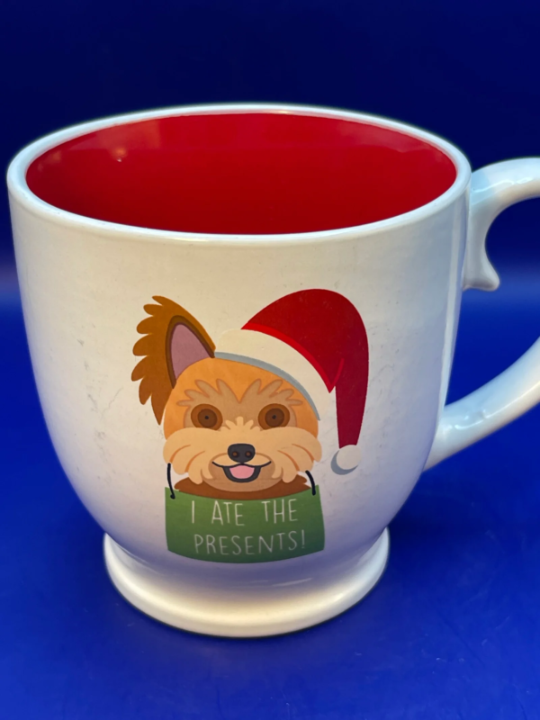 Unleash the holiday hilarity with our I Ate The Presents Dog Mug. It’s the perfect #cupofmood that will have you and your guests in stitches!