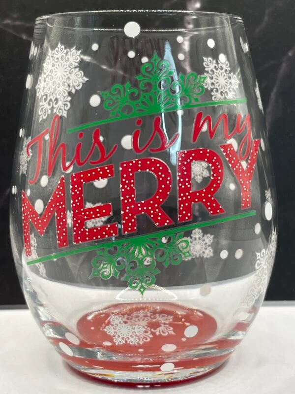 Get into the holiday spirit with the My Merry Stemless Wine Glass! It’s the perfect #cupofmood to embrace the season with a little extra cheer!