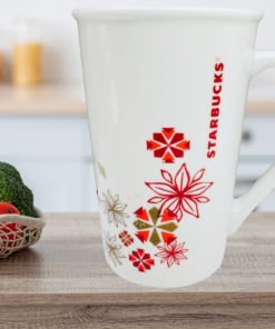 Starbucks 2014 Holiday Poinsettia Mug holiday kitchen scene
