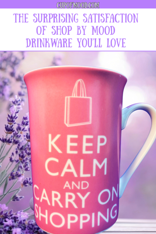 Pink keep calm and carry on shopping mug from CupofMood curated drinkware
