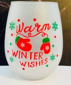 warm winter wishes wine glass front view
