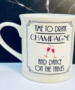 champagne and dance on the tables mug back view