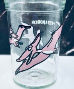 Welch’s Pteranodon jelly jar glass back view