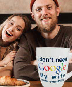 I Don’t Need Google Wife Mug couple café setting