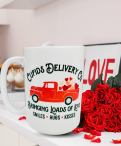 Loads Of Love Valentine Mug styled in a Valentine’s Day kitchen setting