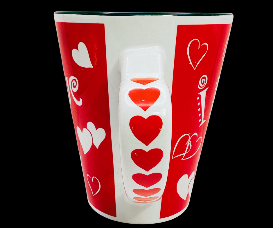 I Love You Heart Valentine Mug side middle view showing heart pattern