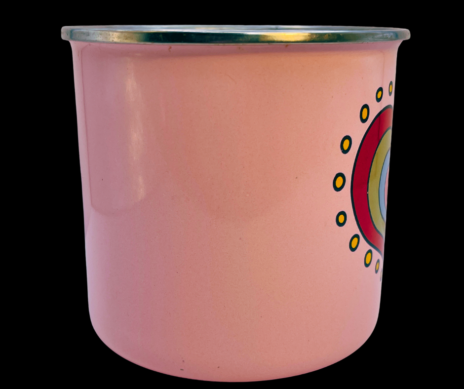 Old Navy Be Mine Valentine Camp Mug side middle view showing shape