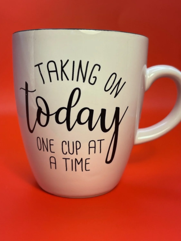 This Taking On Today Mug is the perfect #cupofmood to encourage you to take today one cup at a time! You’ll love this cute mug with the motivational saying.
