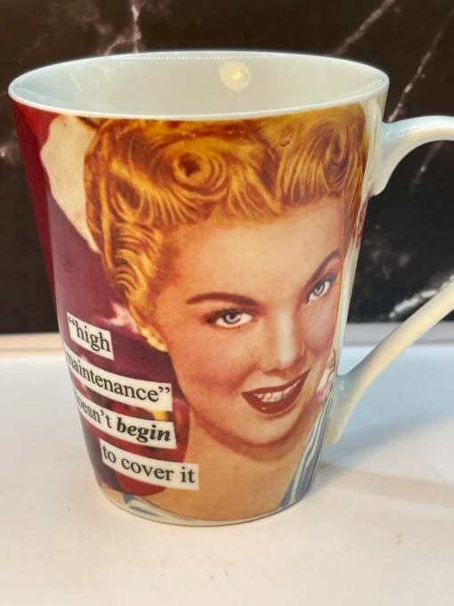 Indulge in a touch of humor and a dash of sass with the Anne Taintor High Maintenance Mug!.   It’s the perfect #cupofmood in the Funny Mood Collection.