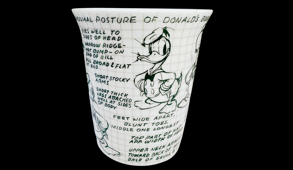 Disney Sketchbook Donald Mug side detail with character pose studies
