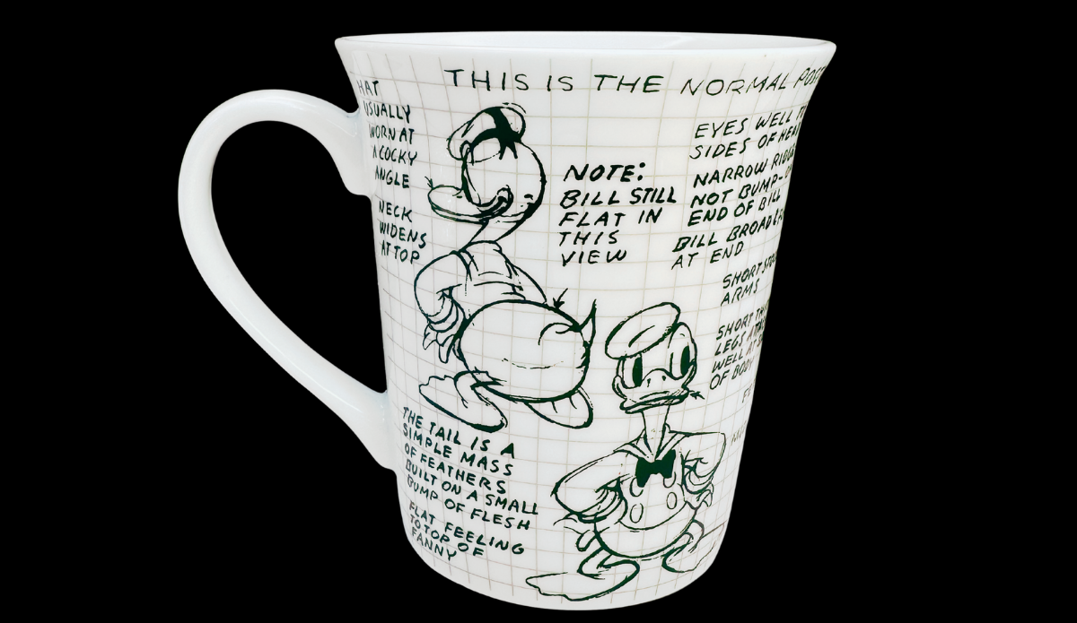 Disney Sketchbook Donald Mug back view with animation notes