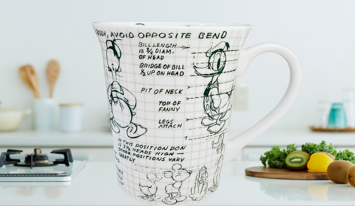 Disney Sketchbook Donald Mug styled in modern kitchen setting