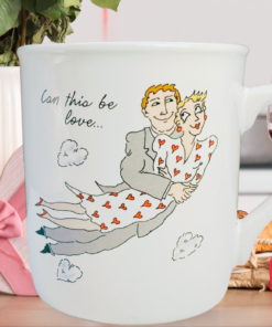 Hallmark Can This Be Love Mug styled in cozy kitchen with soft romantic decor