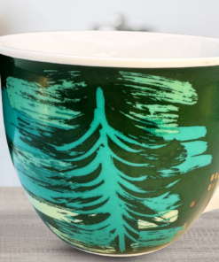 Starbucks 2014 Holiday Tree Mug styled in kitchen setting