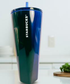 Starbucks Blue Gradient Tumbler styled on kitchen counter