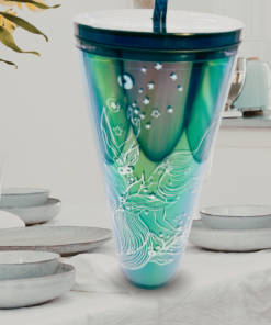 Starbucks Christmas 2023 Mermaid Siren Iridescent Tumbler kitchen scene