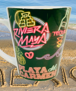 Mexico Neon Riviera Maya Souvenir Mug beach lifestyle scene