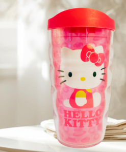 Sanrio Hello Kitty Wavy Tervis Tumbler 10 oz styled on kitchen table