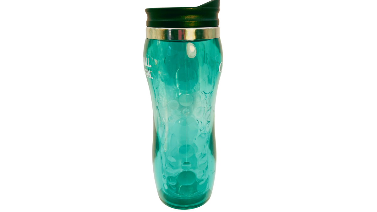 Blue Carnival Cruise Travel Tumbler side profile black lid