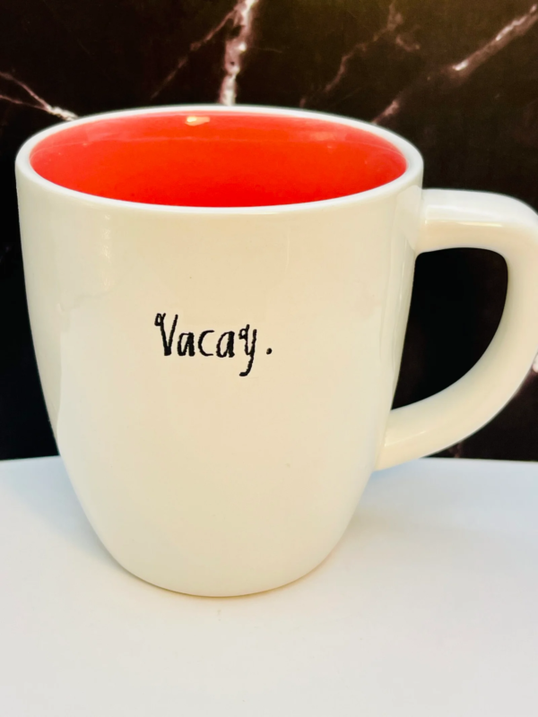 The Rae Dunn Vacay Mug with Pink Interior is the perfect #cupofmood to make every sip feel like a getaway.