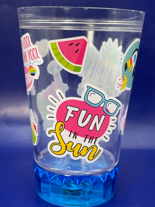 Indeed the  Fun Sun Acrylic Tumbler is part of  the Flamingo Collection  and boasts a delightful array of whimsical summer images.
