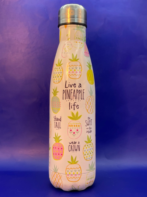 This Pineapple Life Water Bottle is  15-ounce double-wall stainless steel bottle is more than just a hydration vessel. 