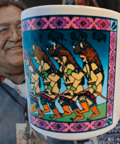 rod velarde apache mug with artist rod velarde in background