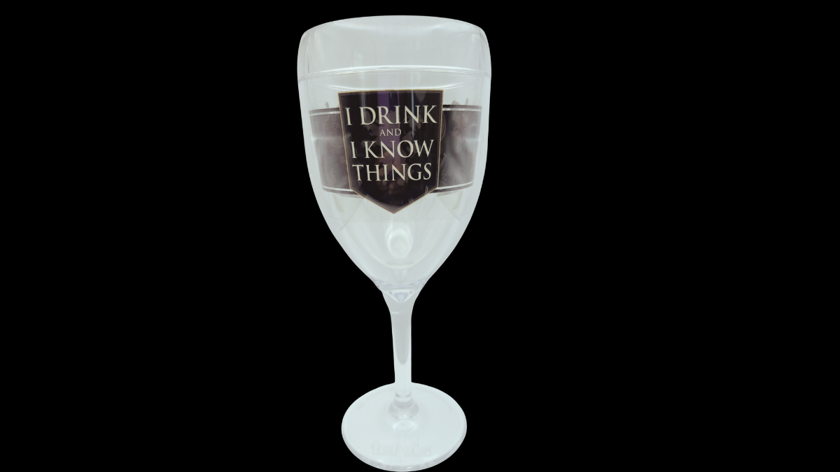 Tervis I Drink And I Know Things wine tumbler with fantasy crest quote design