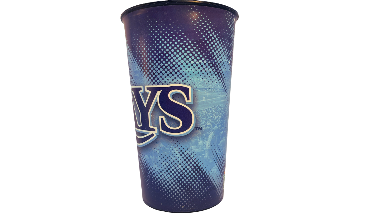 Tampa Bay Rays stadium cup side view logo wrap design blue gradient pattern