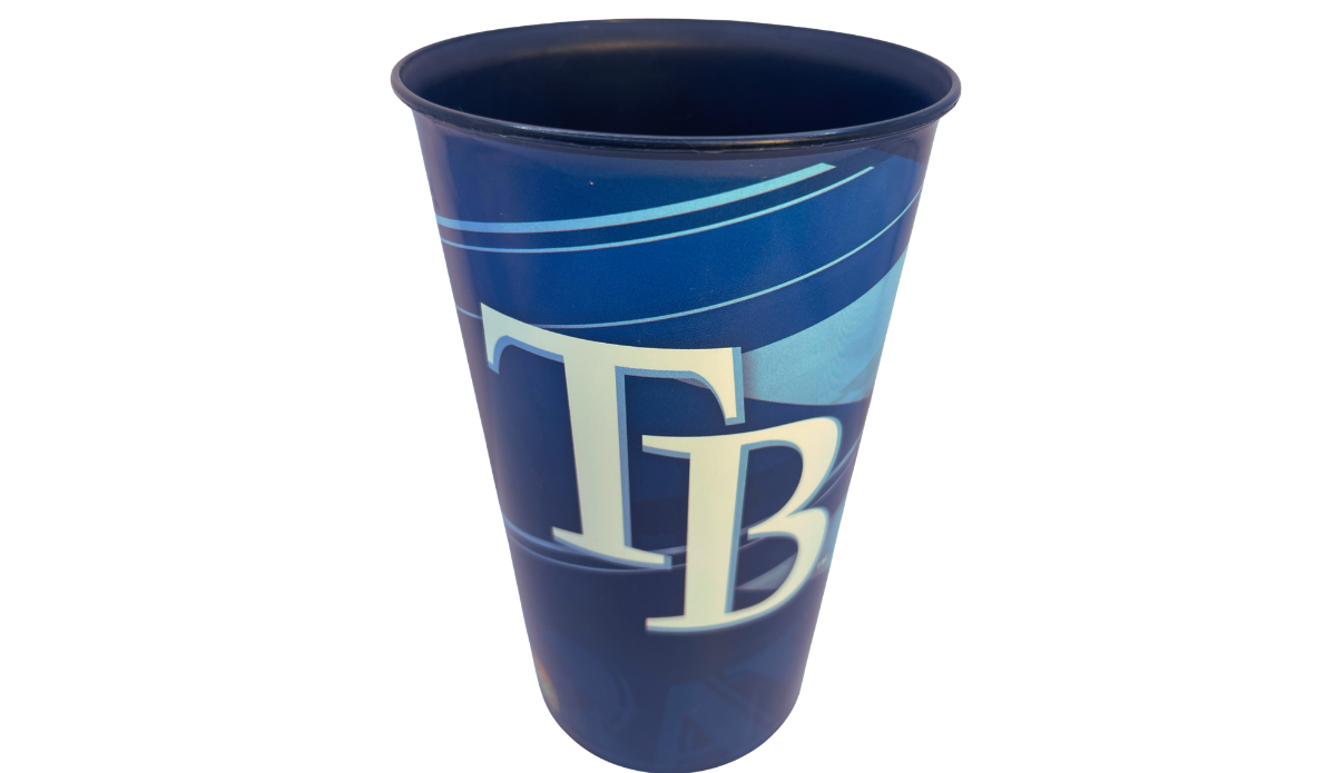 Tampa Bay Rays TB stadium cup top view showing open rim and interior