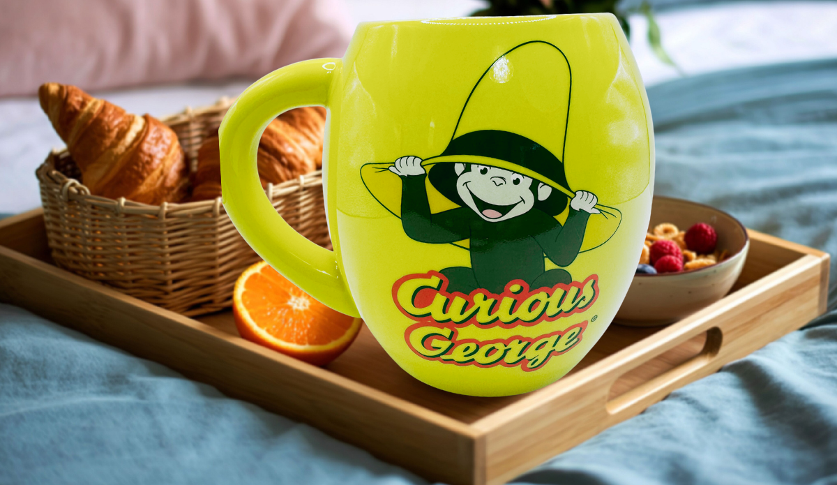 Curious George Yellow Oval Mug breakfast tray cozy setting