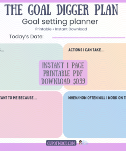 goal setting planner printable watermarked instant download 1 page pdf cupofmood