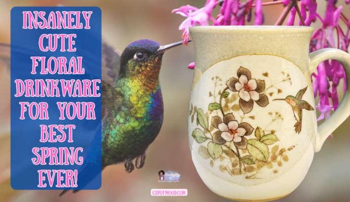 floral drinkware otagiri hummingbird mug with vintage bird and flower design