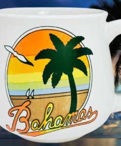 Bahamas sunset palm tree souvenir mug tropical beach background Caribbean travel mug