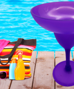 purple margarita glass styled poolside for summer cocktails