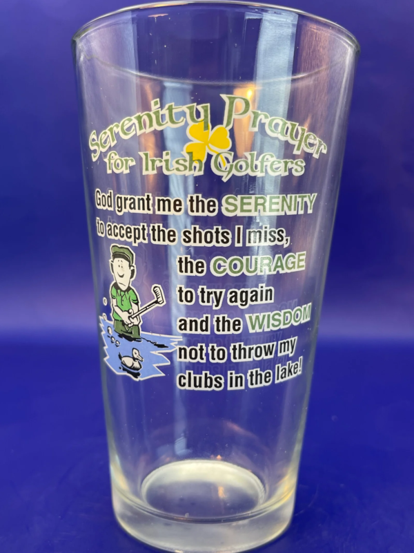 Tee off with a dose of humor and a touch of Irish charm with our Serenity Prayer Irish Golfers Glass. It’s the perfect #cupofmood a standout addition.