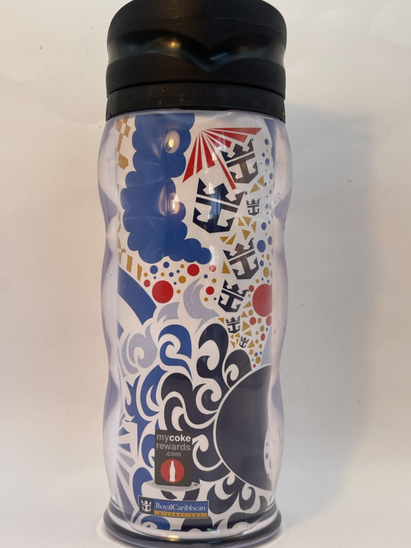 This 16-ounce Royal Caribbean Coke Souvenir Tumbler keeps your favorite beverages refreshingly cool. Especially while you embark on your next adventure at sea.

In fact, adorned with a vibrant blue-themed patterned background. This Royal Caribbean Coke Souvenir Tumbler is a true reflection of the dynamic energy of Royal Caribbean cruises.