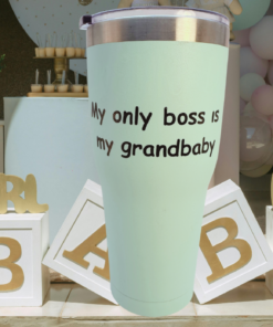My Only Boss Is My Grandbaby tumbler baby shower scene