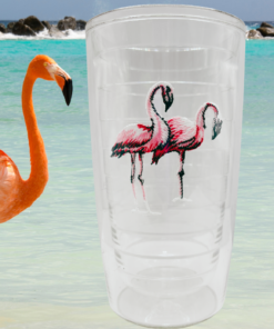 pink flamingo Tervis tumbler beach lifestyle tropical setting
