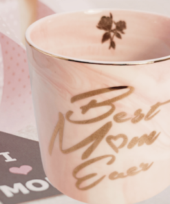 best mom ever pink marble mug styled gift scene flowers and card