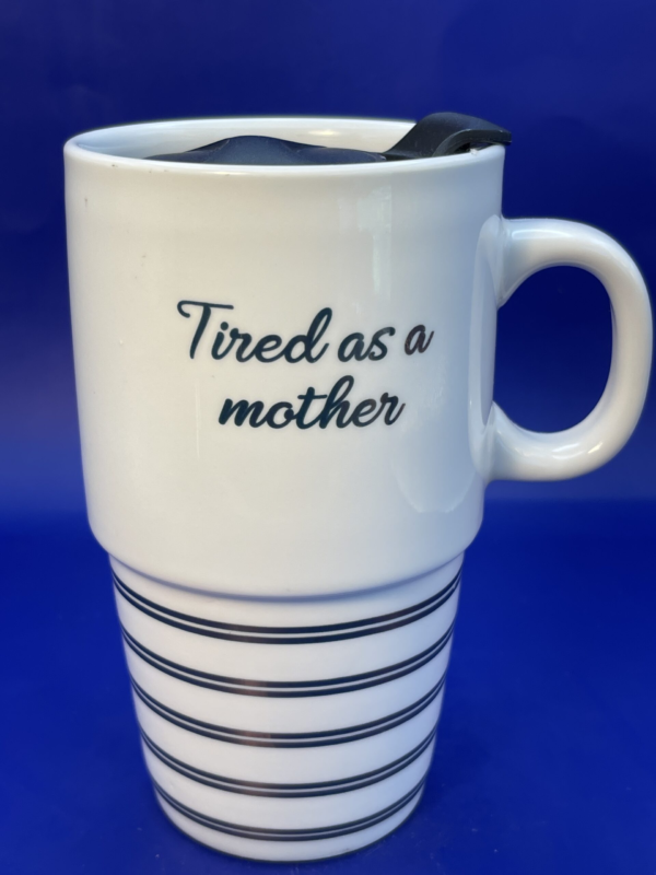 Celebrate the superpower that is motherhood with our Tired As Mother Travel Mug. It’s the perfect #cupofmood and a must-have addition to any busy mom’s daily routine.Indeed, designed for the ultimate multitasker, this 20-ounce white ceramic mug is both stylish and functional. Making it the perfect gift for Mother’s Day or any day mom needs a pick-me-up.