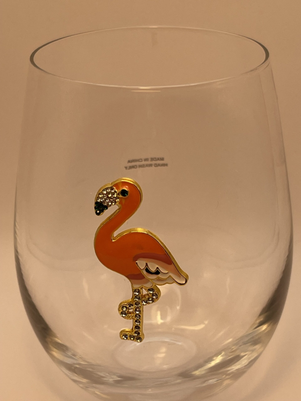 The Blinged Out Flamingo Stemless Wine Glass is the perfect #cupofmood and a sparkling showstopper.