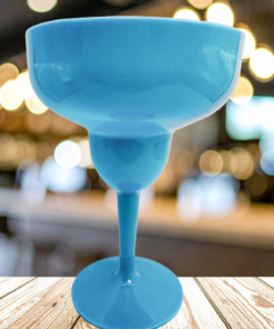 blue acrylic margarita glass poolside setting relaxed outdoor drink vibe