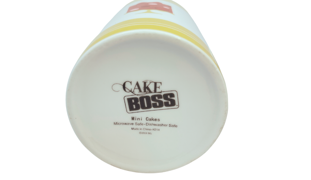 Bottom stamp of Cake Boss Yellow Mini Cakes Porcelain Mug showing original Cake Boss Mini Cakes mark