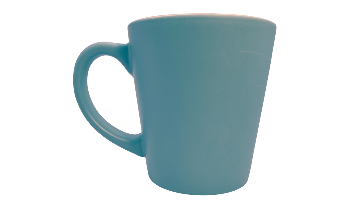 I'm Engaged Duh Mug back handle view with aqua finish